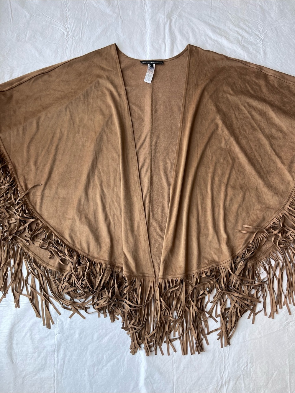 White House Black Market Faux Suede Fringe Poncho Wrap Shawl